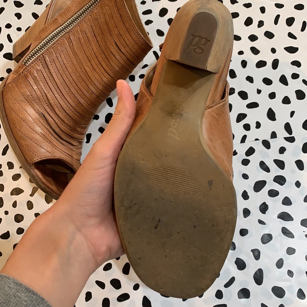 Paul Green Leather Ankle Peep Toe Booties - Picture 3 of 7